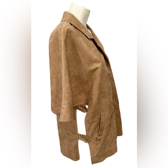 Vintage MJ Seattle Tan Faux Suede Half Sleeve Jacket Women’s Small Made in USA - Picture 3 of 12